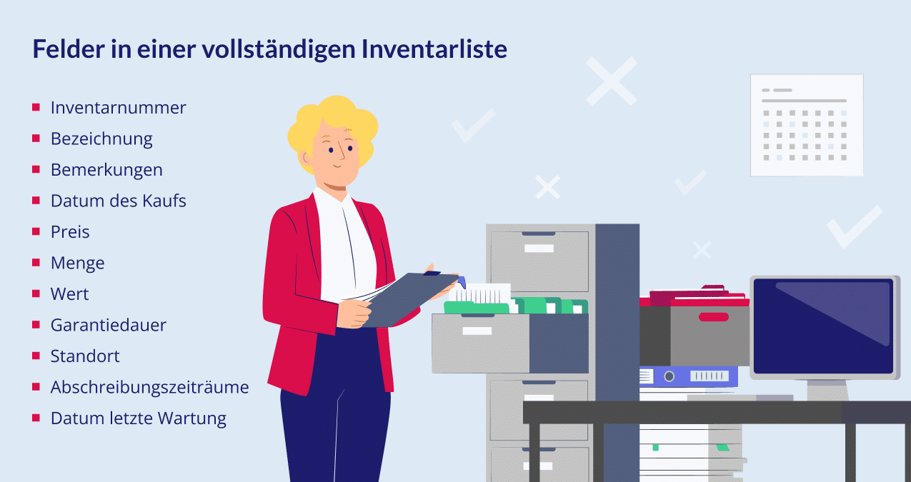 Felder in einer vollständigen Inventarliste