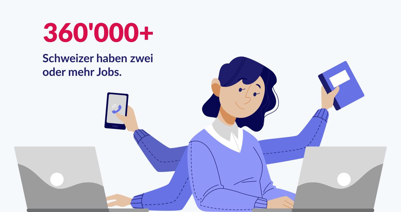 Mehr als 360'000 Schweizer (7% der Erwerbstätigen) haben zwei oder mehr Jobs.