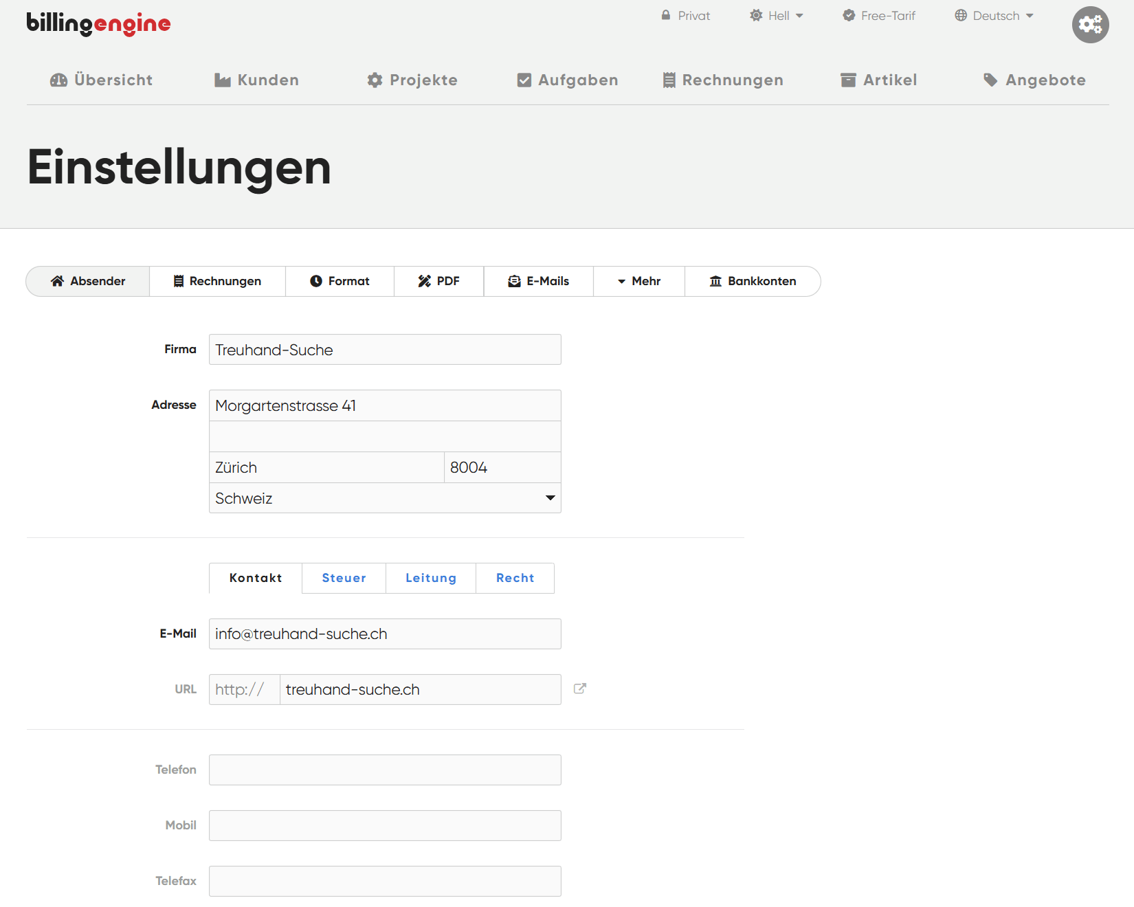 BillingEngine_Screenshot_Einstellungen